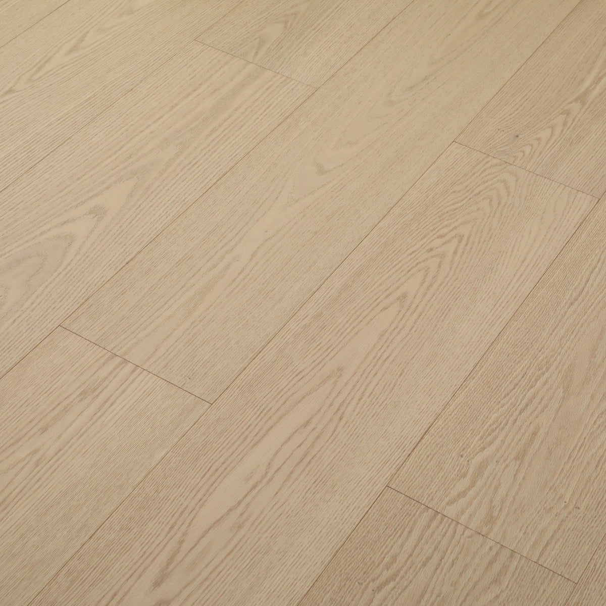 Stella #831 Engineered Wood Flooring in a light natural American Oak, close view of the American oak planks with beveled edges
