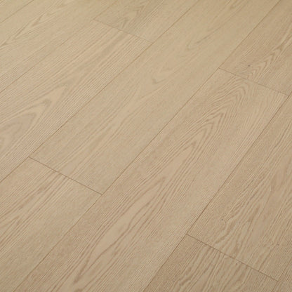 Stella #831 Engineered Wood Flooring in a light natural American Oak, close view of the American oak planks with beveled edges