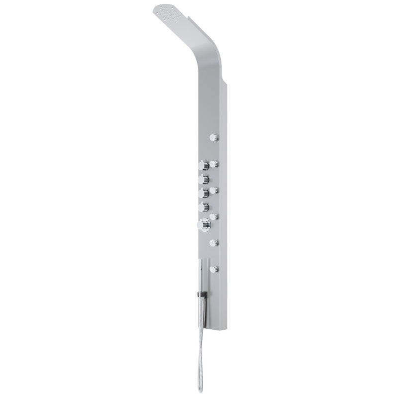 Brielle shower panel system in solid brass with side wand, round