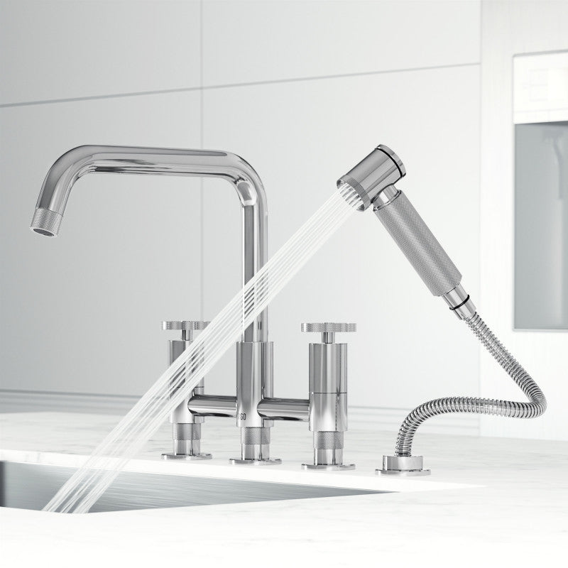 Cass 8" Widespread Kitchen Faucet with Side Sprayer
