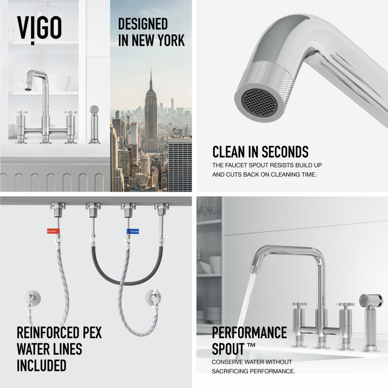 Cass 8" Widespread Kitchen Faucet with Side Sprayer