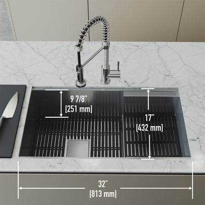 Hampton 32" Stainless Steel Undermount Kitchen Sink with Workstation