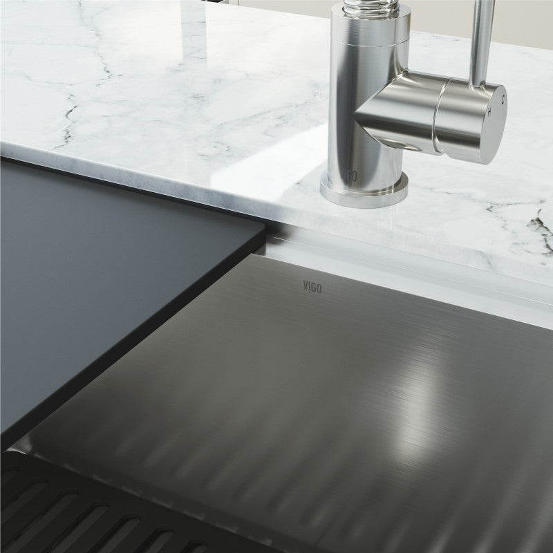 Mercer 33" Stainless Steel Undermount Kitchen Sink with Workstation