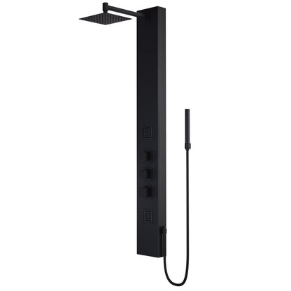 Rector Kingsley shower panel system in solid brass with side wand, squared