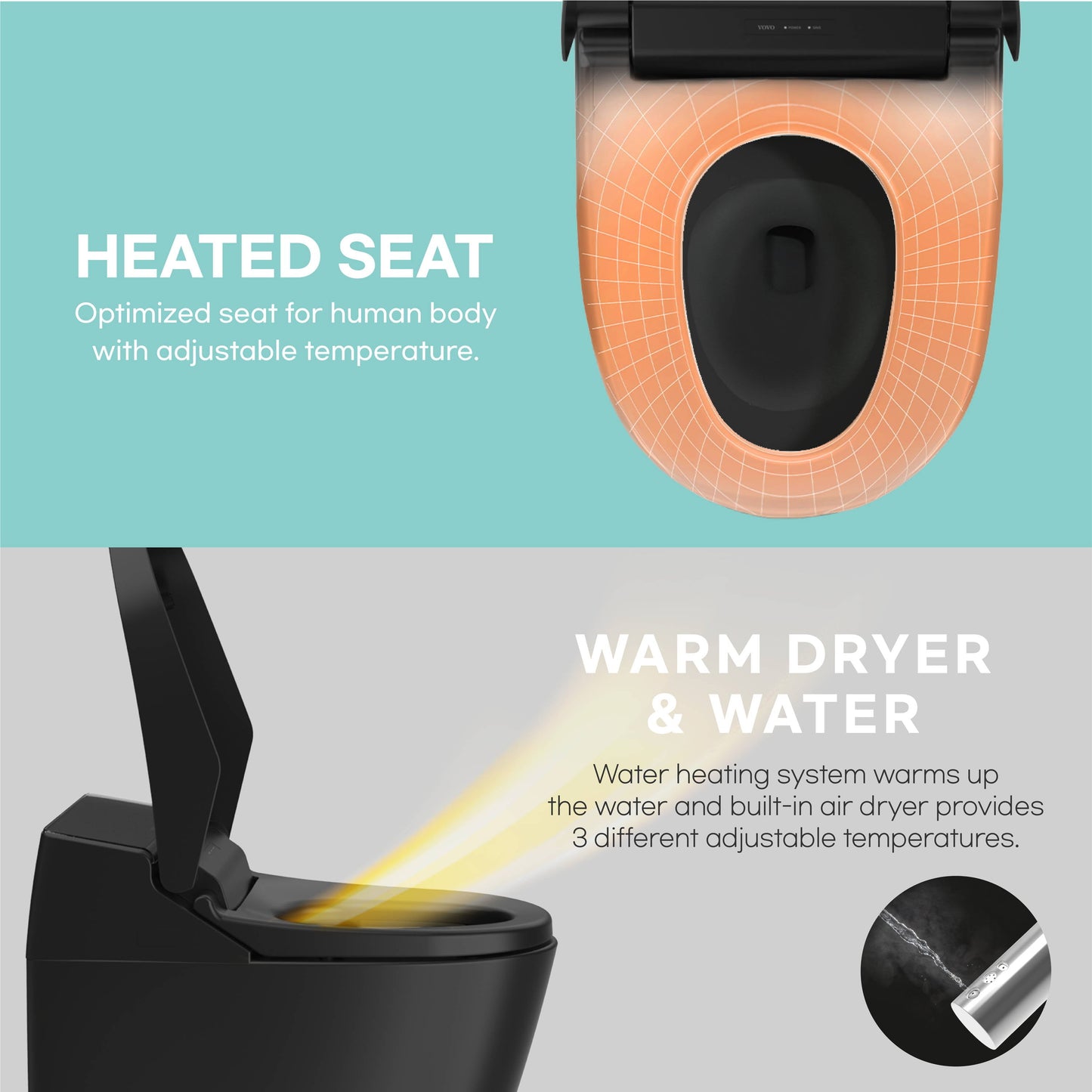 VOVO TCB-8200SA-B integrated bidet toilet, black