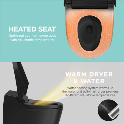 VOVO TCB-8200SA-B integrated bidet toilet, black