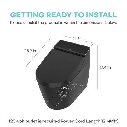 VOVO TCB-8200SA-B integrated bidet toilet, black