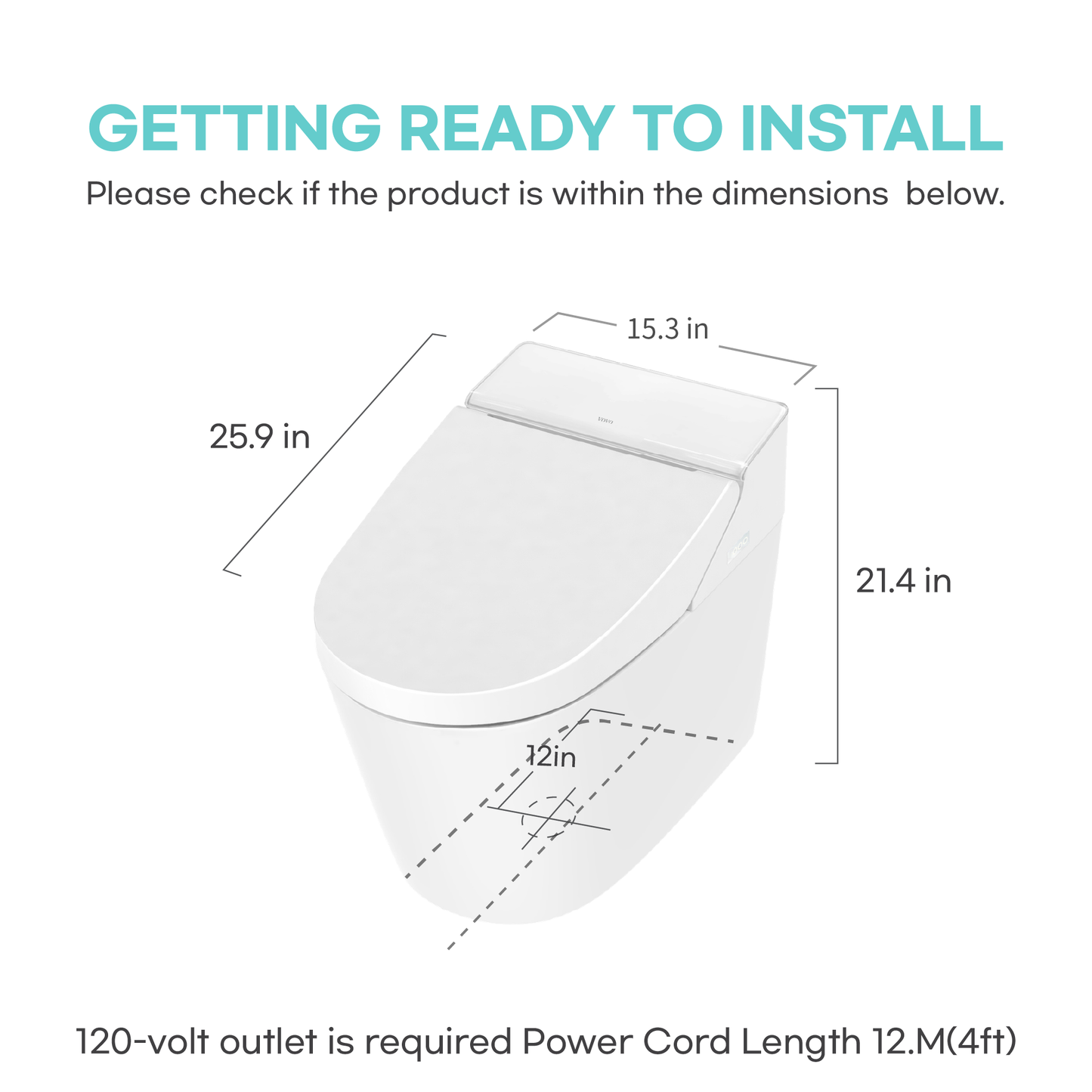 Additional view 5 of VOVO TCB-8200SA one-piece intelligent toilet with tankless flushing