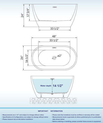 Aerie 48" Freestanding Bathtub