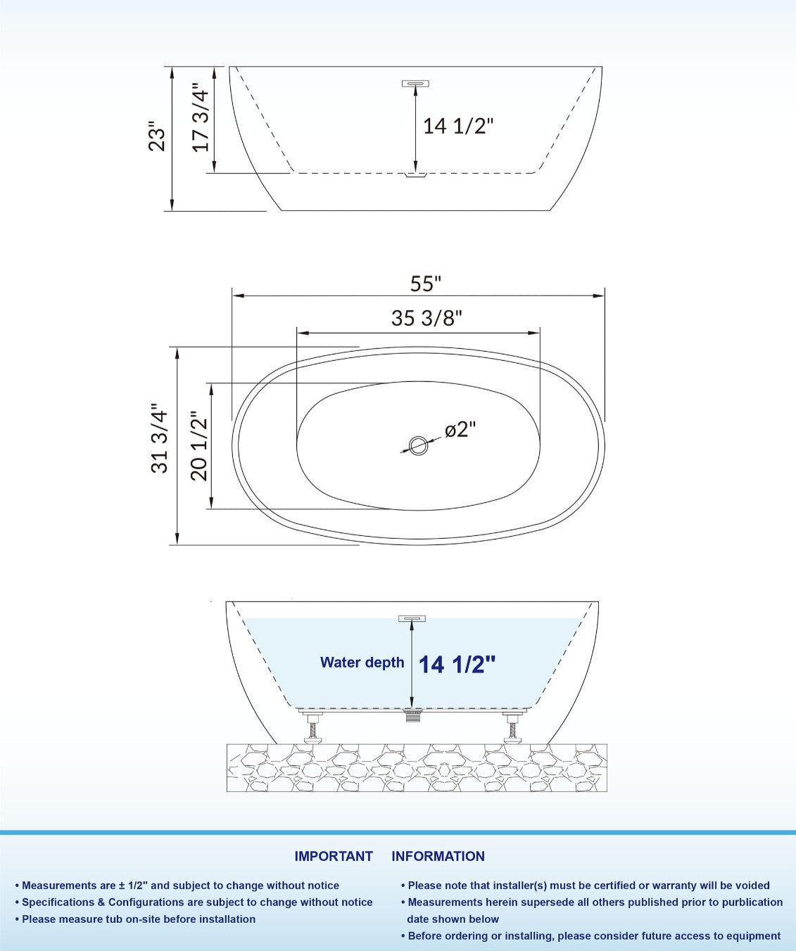 Aerie 55" Freestanding Bathtub