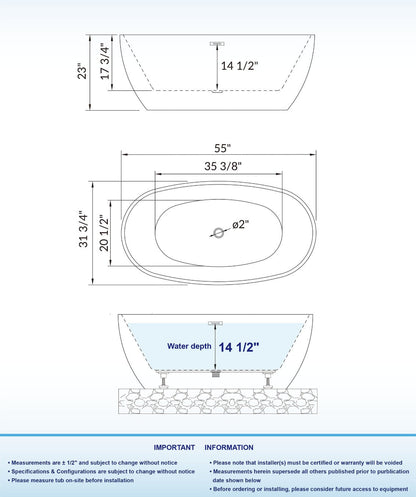 Aerie 55" Freestanding Bathtub