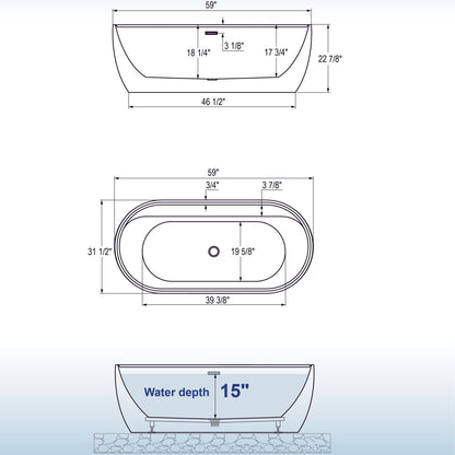 Aura 59" Freestanding Bathtub