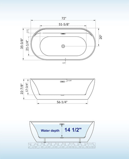Aura 72" Freestanding Bathtub