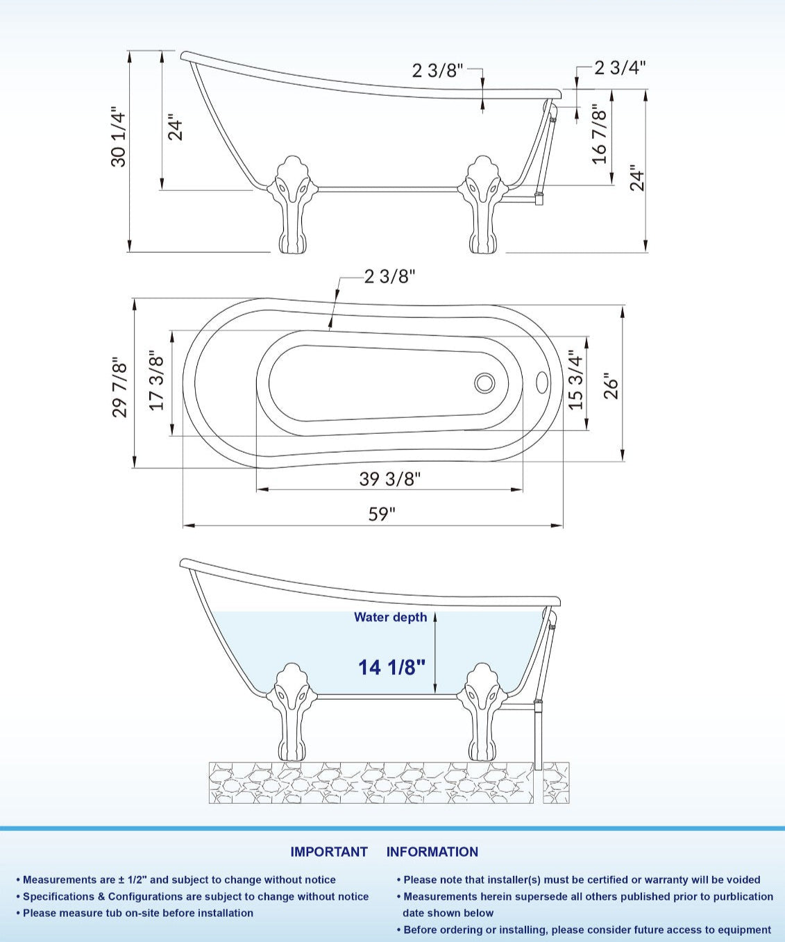 Barca 59" Freestanding Bathtub