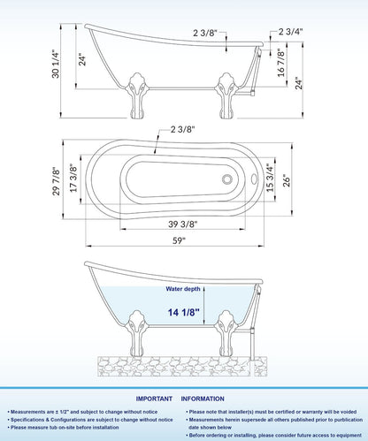 Barca 59" Freestanding Bathtub