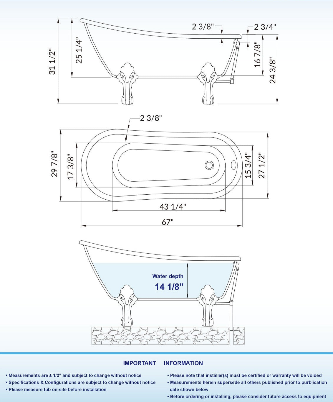 Barca 67" Freestanding Bathtub