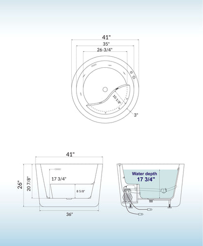 Blase 41" Freestanding Whirlpool Bathtub
