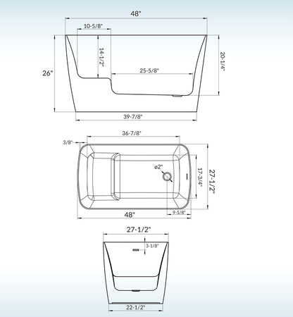 Boite 48" Freestanding Bathtub
