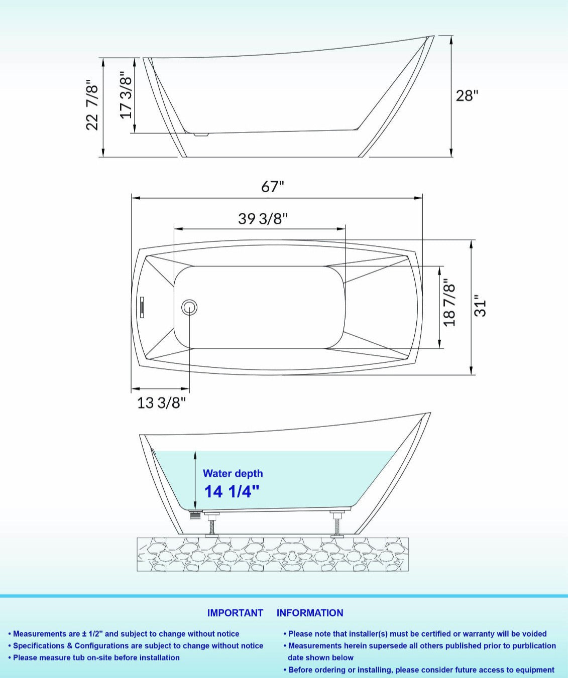 Bolan 67" Freestanding Bathtub