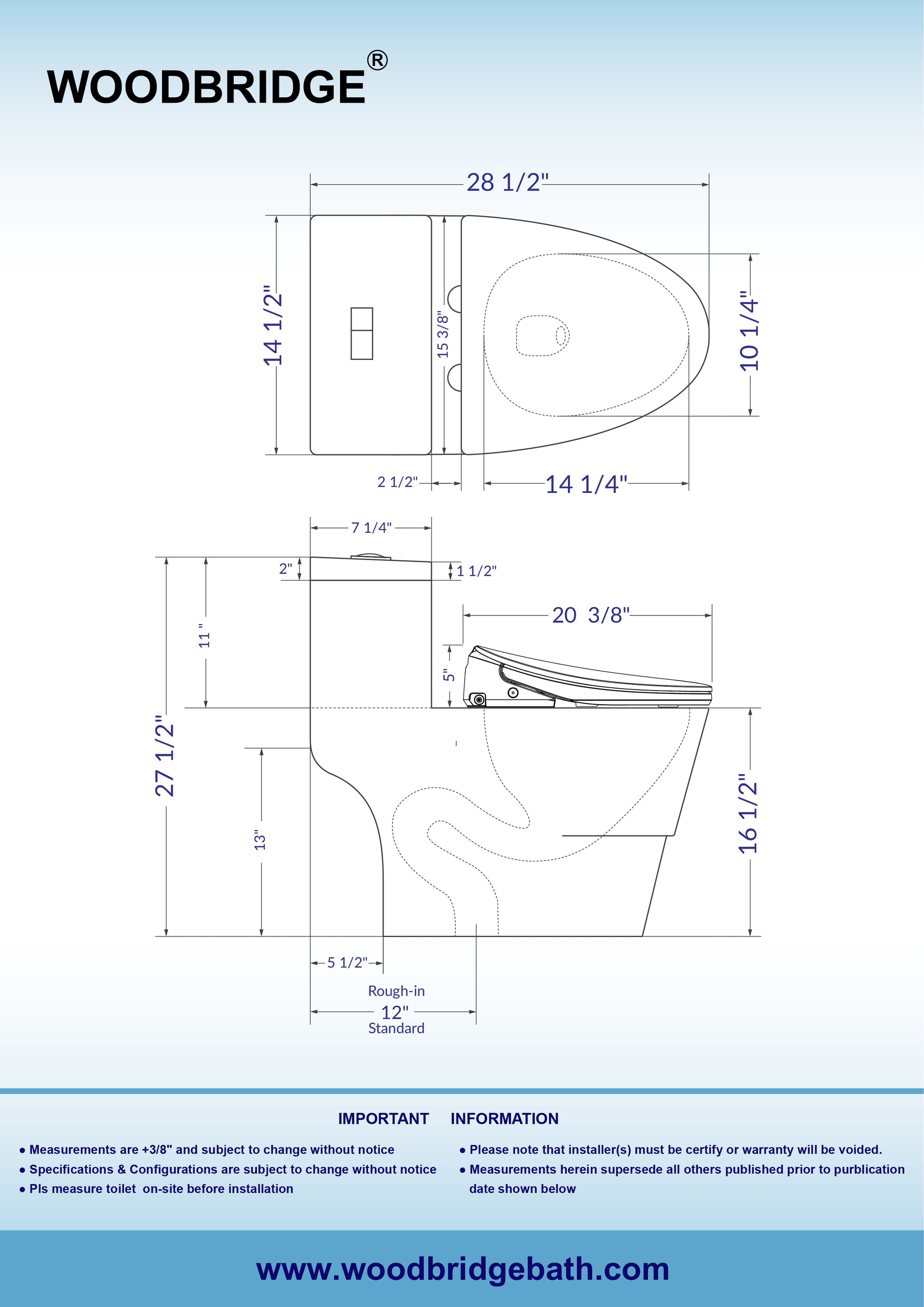 Briar One-Piece Intelligent Bidet Toilet - side view