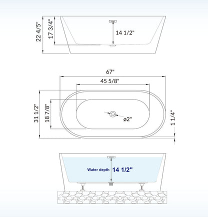 Brume 67" Freestanding Bathtub
