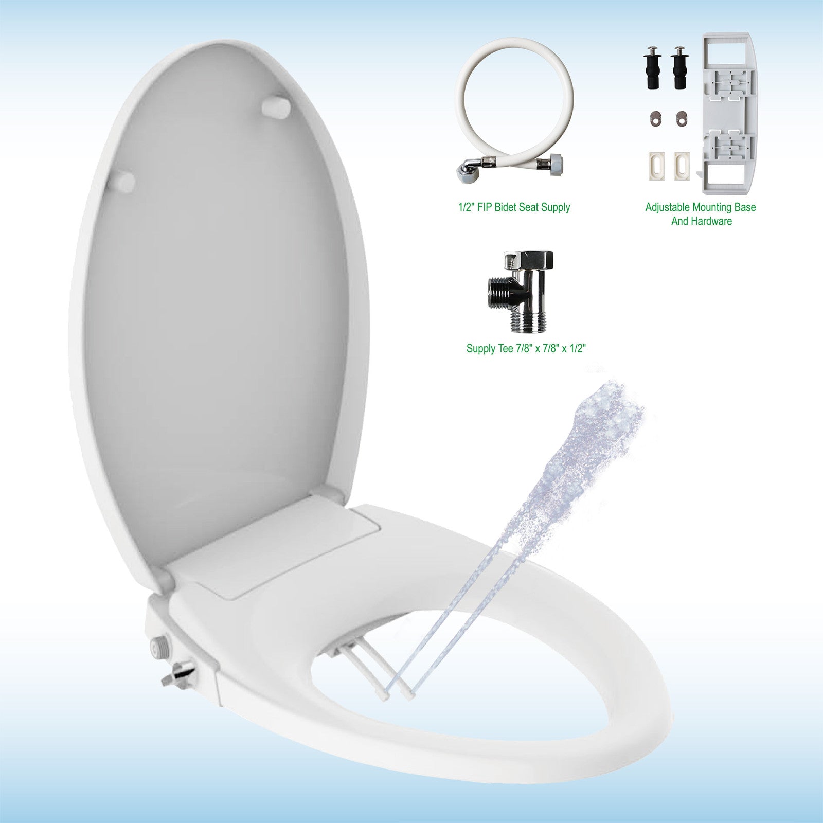 Cedar Ridge Elongated Bidet Toilet Seat - front view