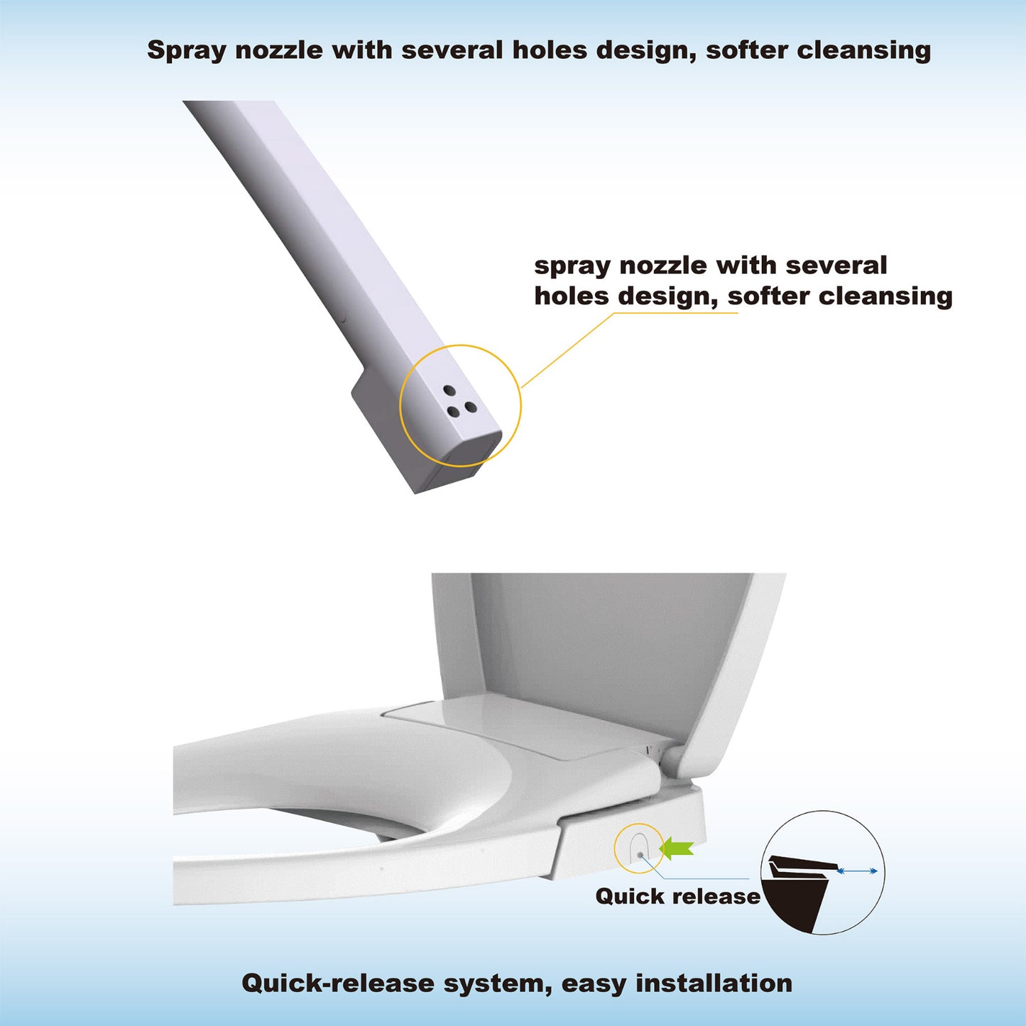 Cedar Ridge Elongated Bidet Toilet Seat - control lever detail