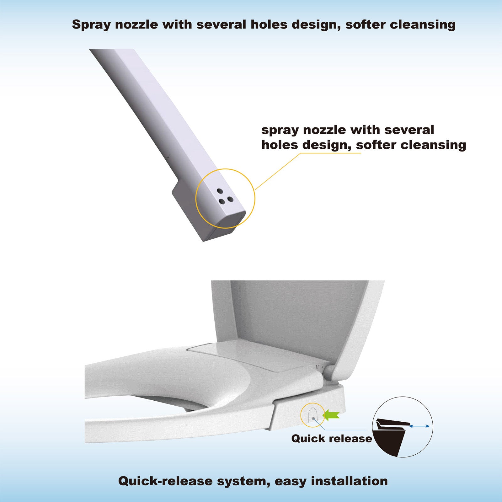Cedar Ridge Elongated Bidet Toilet Seat - control lever detail