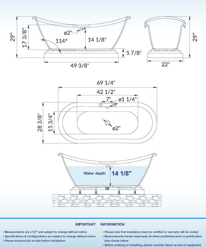 Chuan 70" Freestanding Bathtub
