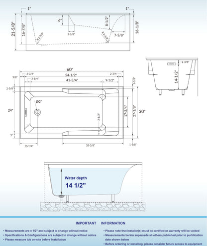 Cove 60" Alcove Bathtub