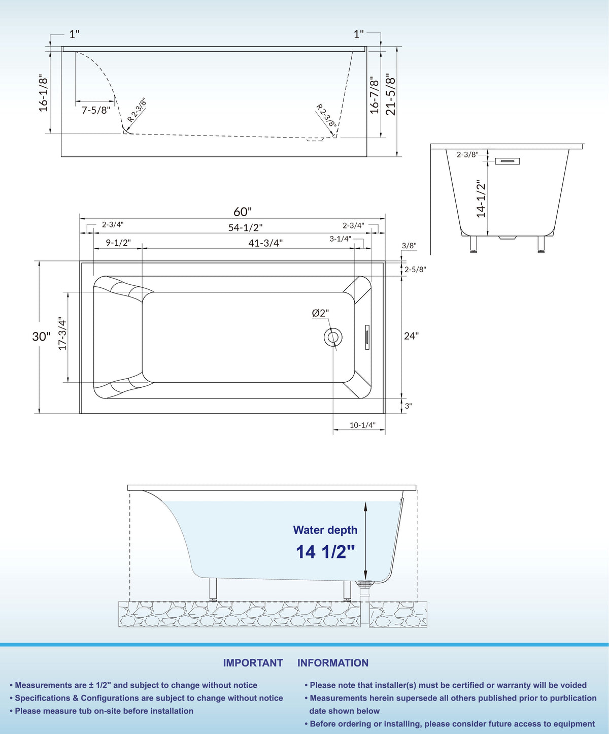 Crique 60" Alcove Bathtub