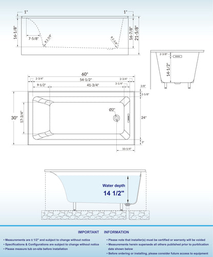Crique 60" Alcove Bathtub