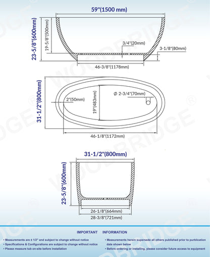 Derevo 59" Freestanding Bathtub