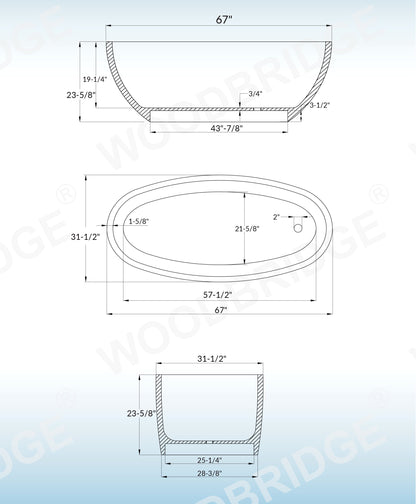 Derevo 67" Freestanding Bathtub