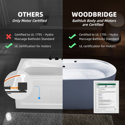 Dori 72" Freestanding Whirlpool Bathtub