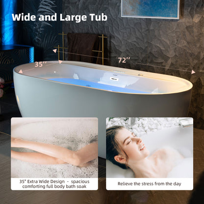 Dori 72" Freestanding Whirlpool Bathtub