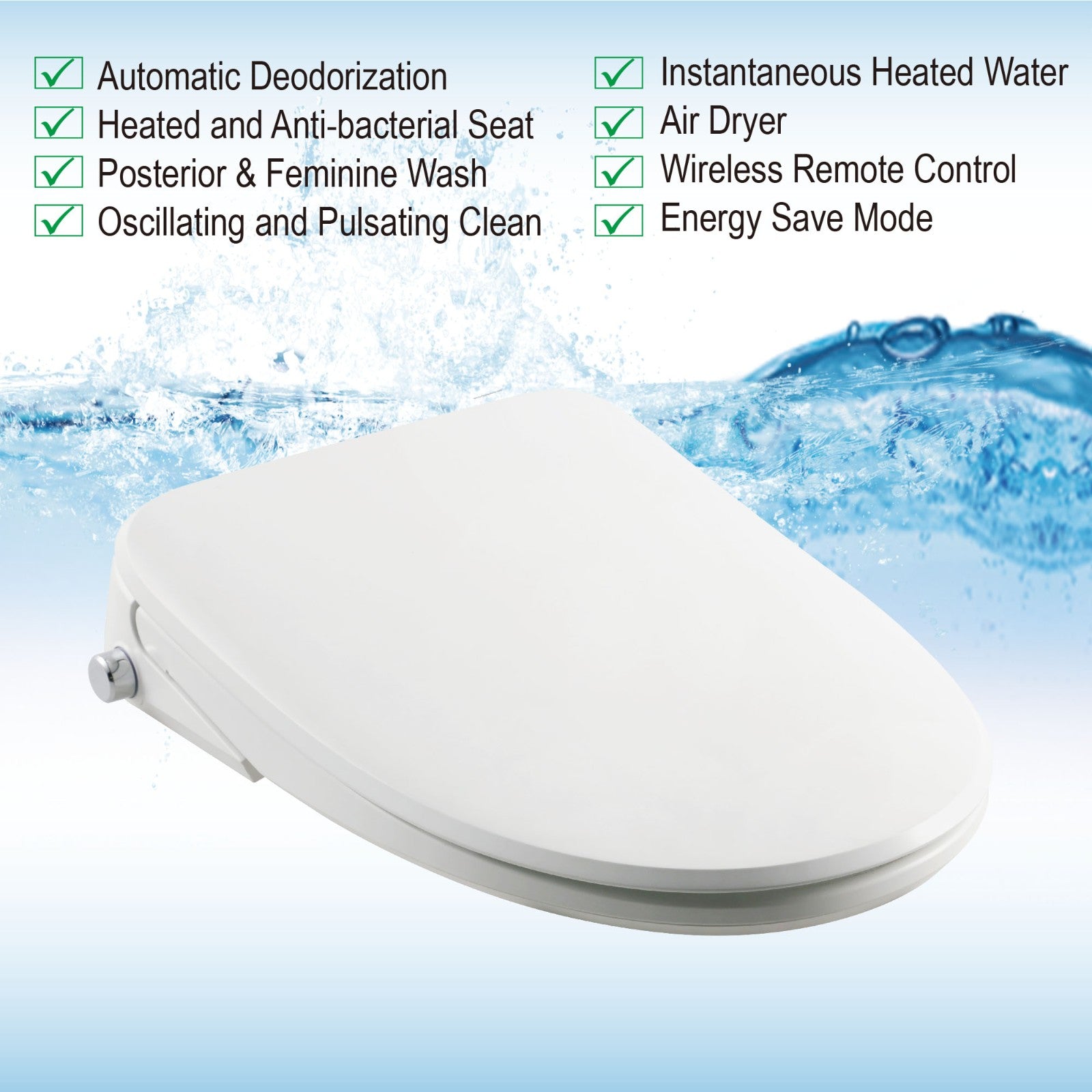 Ember Elongated Bidet Toilet Seat - side view
