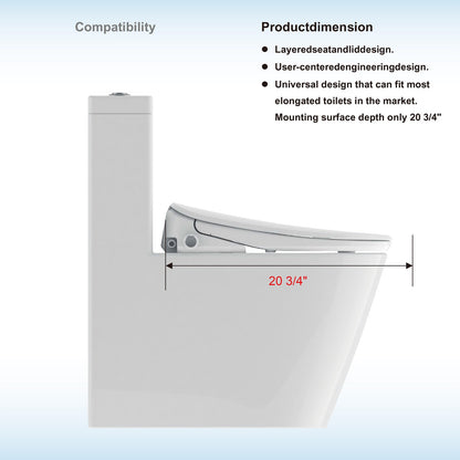Ember Elongated Bidet Toilet Seat - three-quarter view