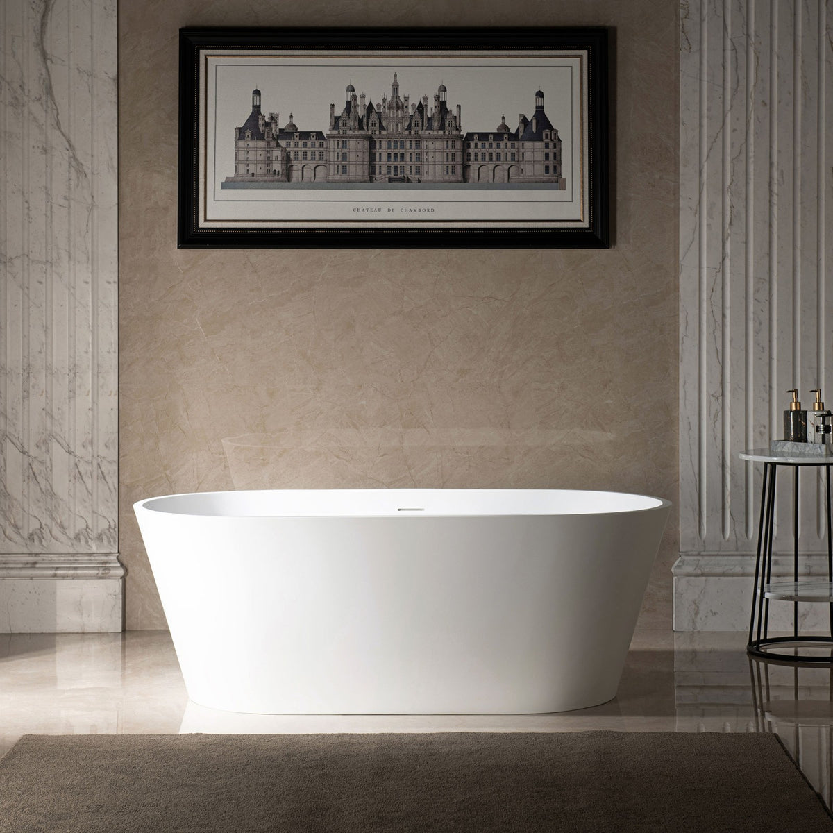 Fosco 59 inch freestanding acrylic soaking bathtub, oval