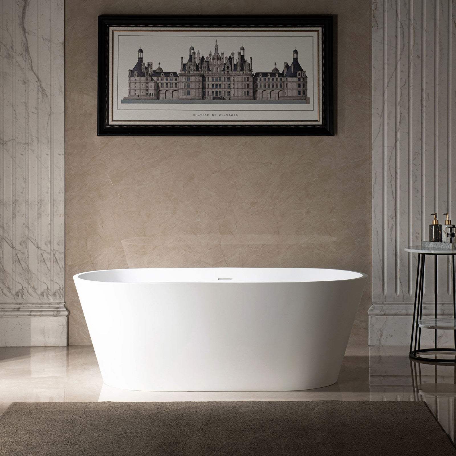 Fosco 59 inch freestanding acrylic soaking bathtub, oval