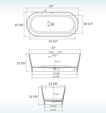 Fosco 67" Freestanding Bathtub
