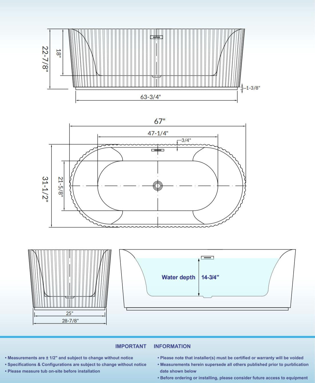 Fune 67" Freestanding Bathtub