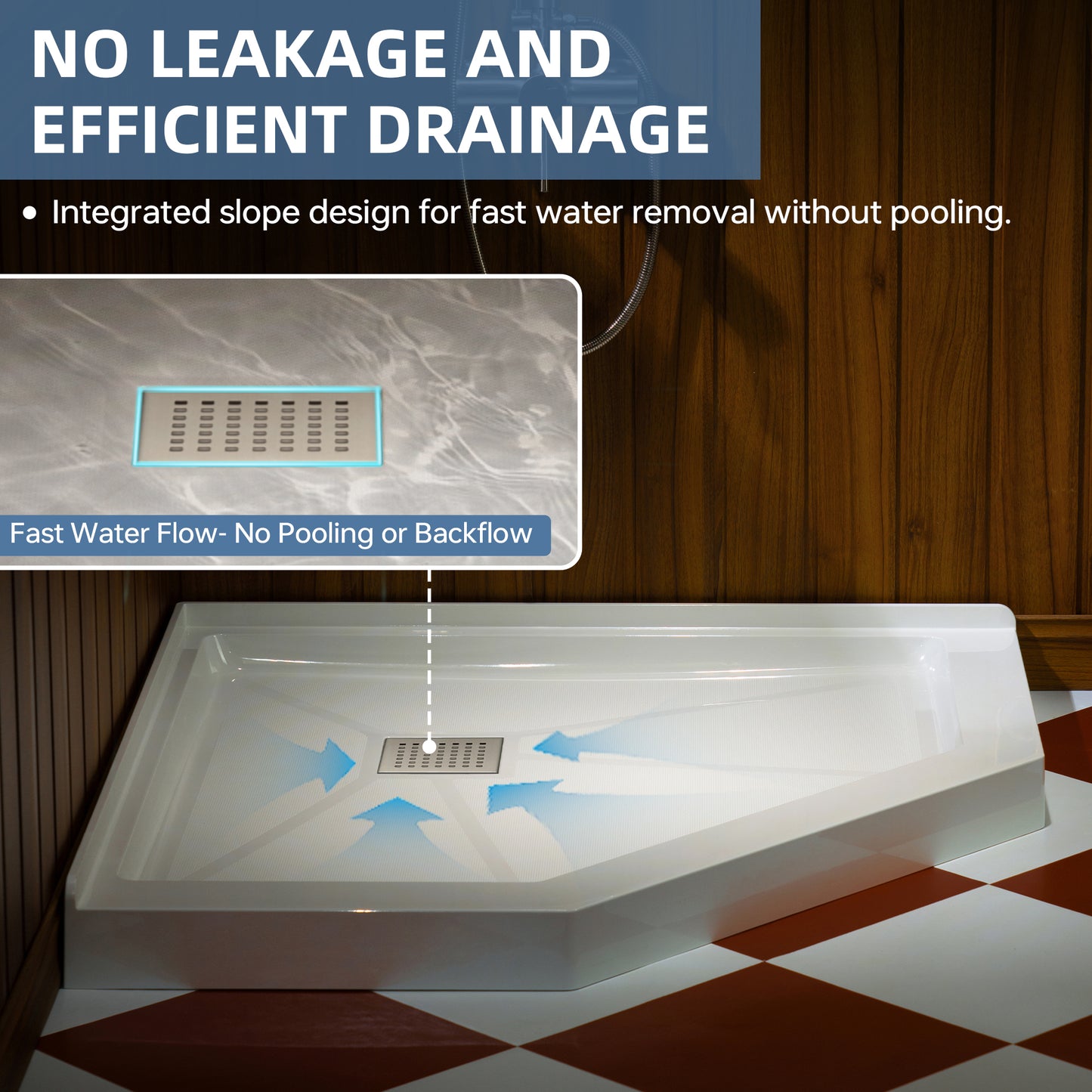 Geo Neo-Angle Corner Solid Surface Shower Base Pan