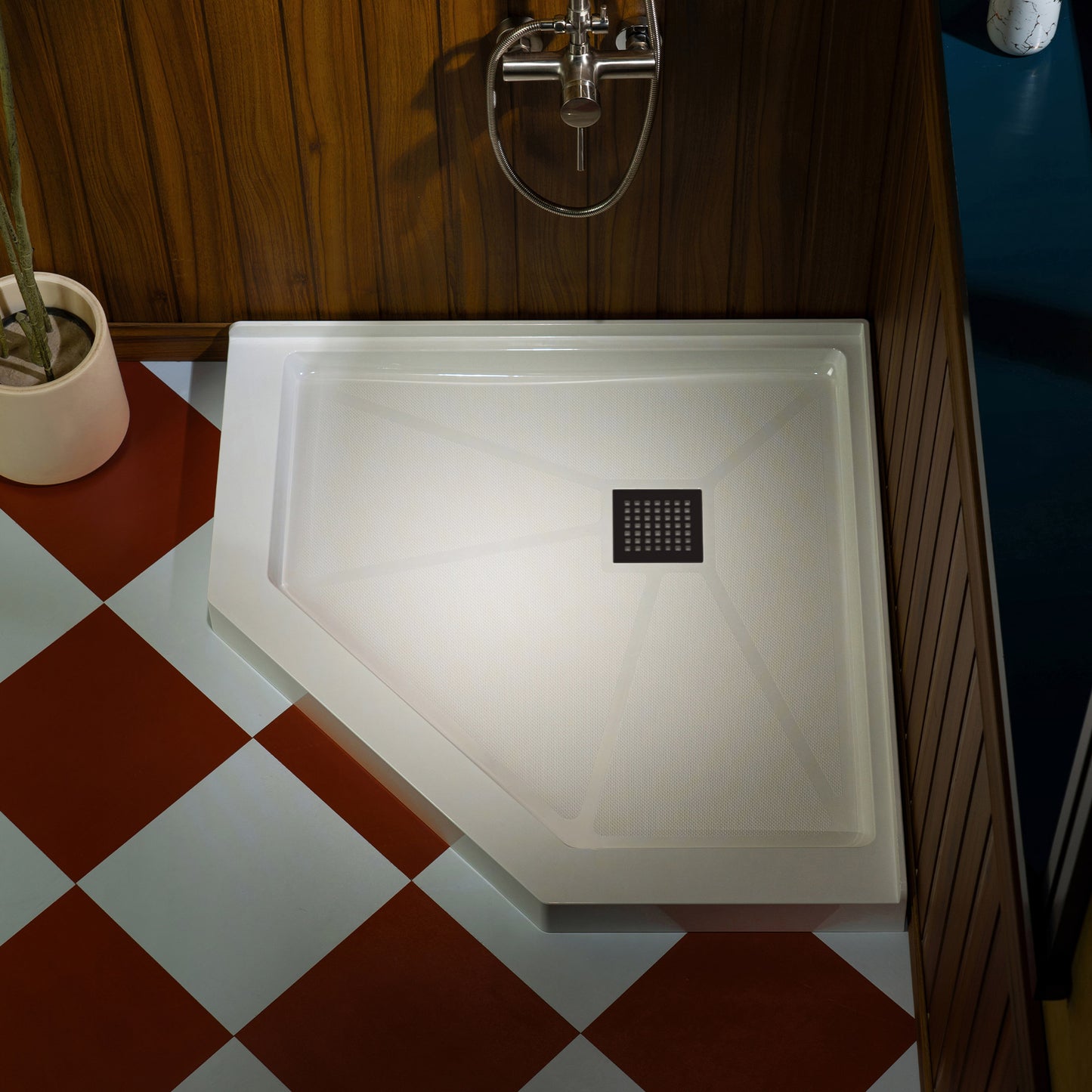Geo Neo-Angle Corner Solid Surface Shower Base Pan