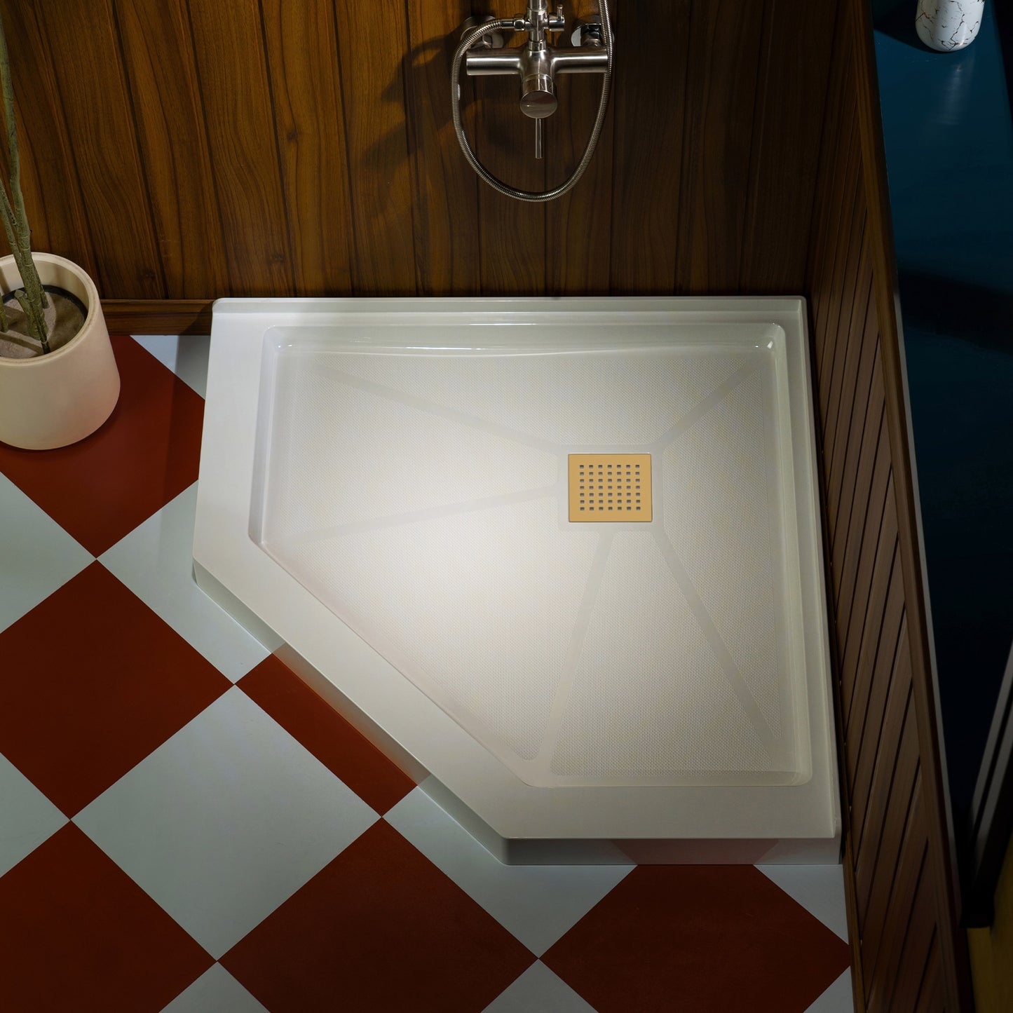 Geo Neo-Angle Corner Solid Surface Shower Base Pan