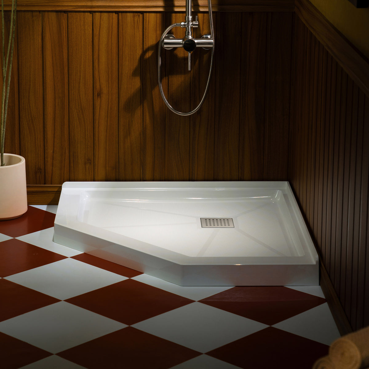 Geo Neo-Angle Corner Solid Surface Shower Base Pan