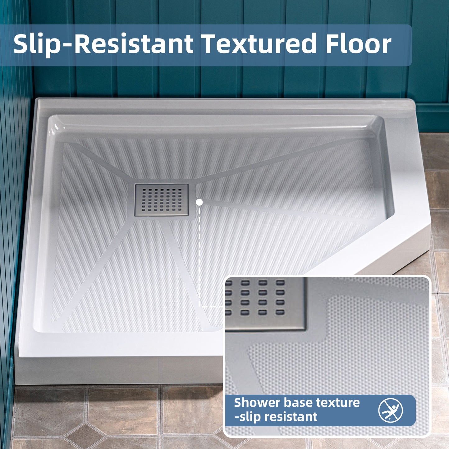 Geo Neo-Angle Corner Solid Surface Shower Base Pan