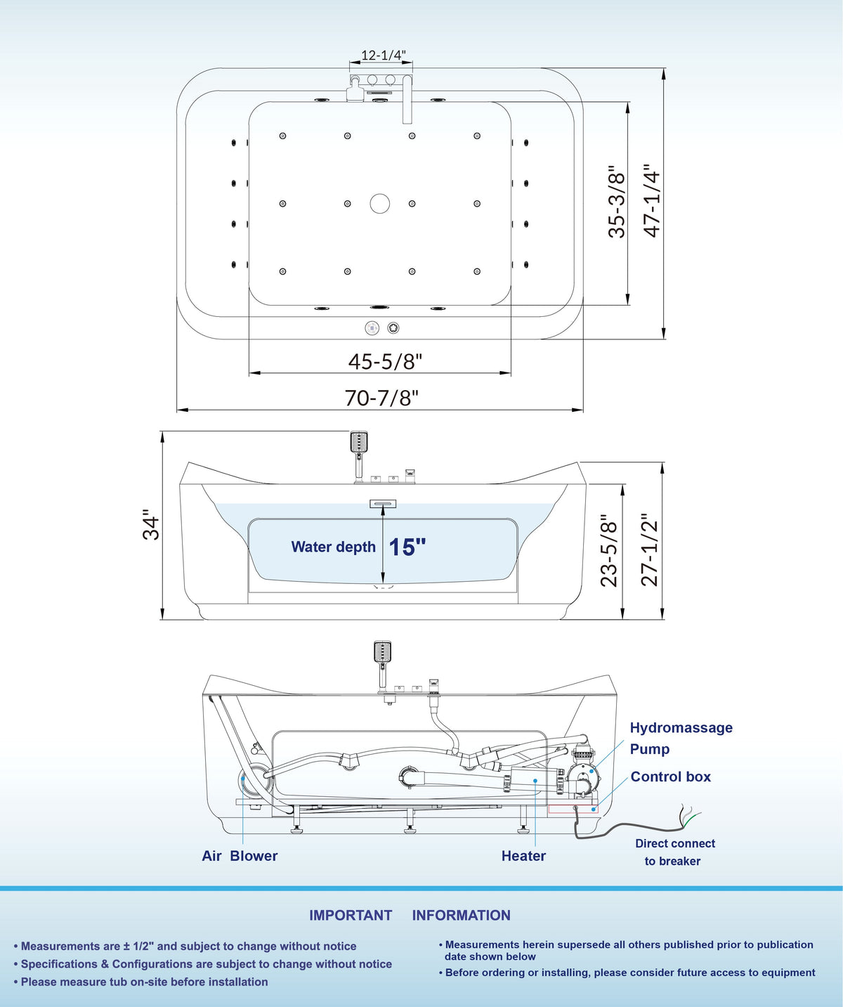 Ghumta 71" Freestanding Whirlpool Bathtub