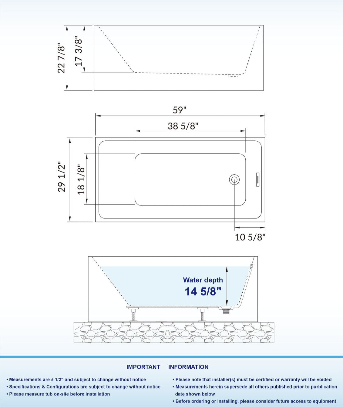Hako 59" Freestanding Bathtub
