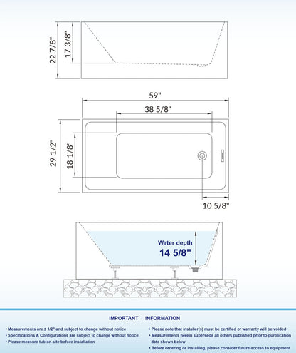 Hako 59" Freestanding Bathtub